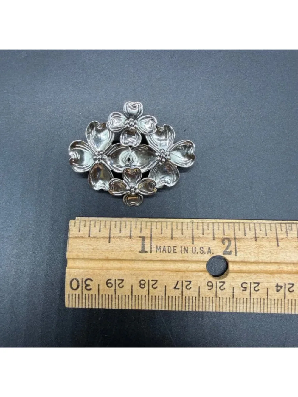 Dogwood Flower Brooch Pin Vintage Beau Sterling Silver Floral Jewelry Retro